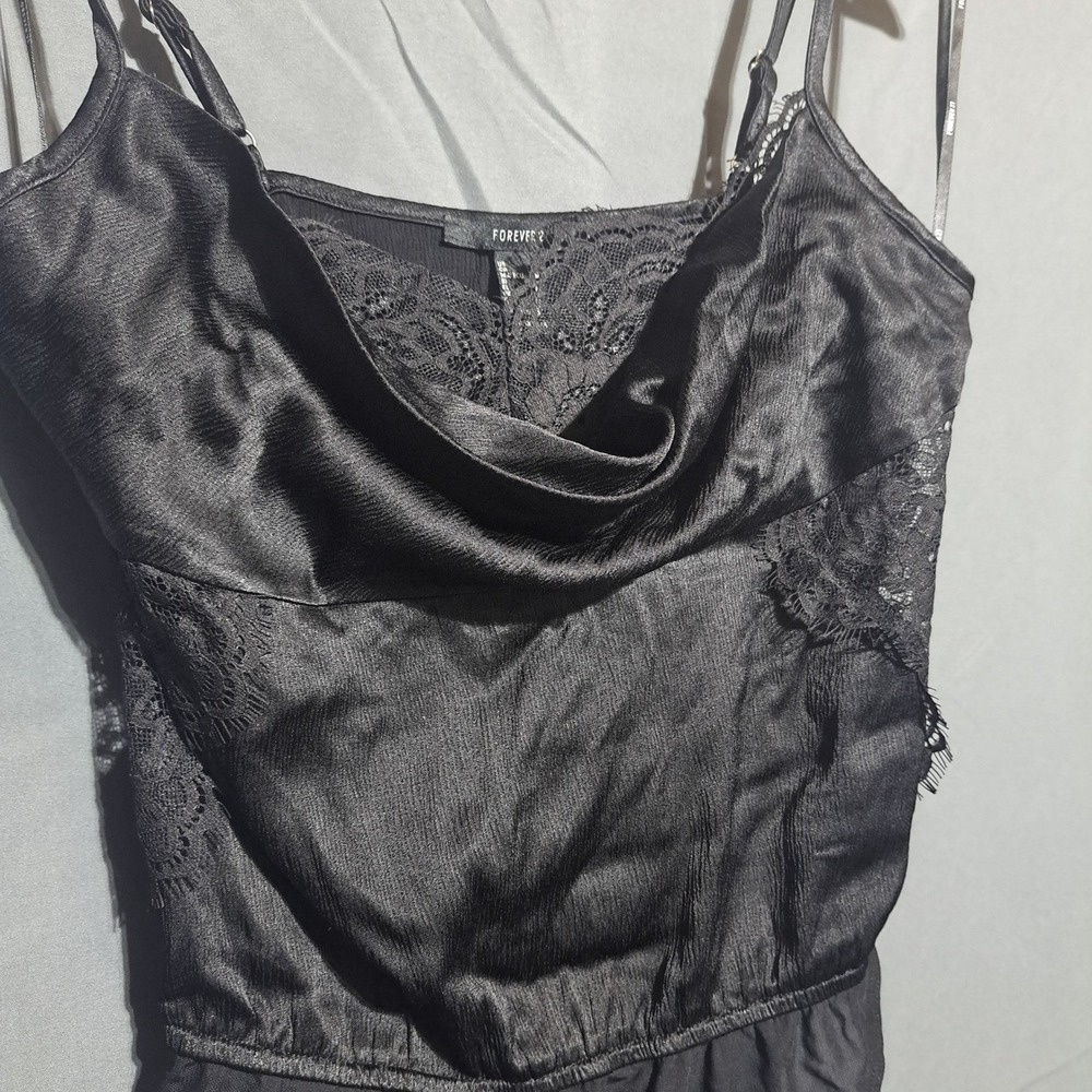 Forever 21 Women's M Black Lace Silk Bodysuit‎ Sexy Nightclub - Picture 5 of 6